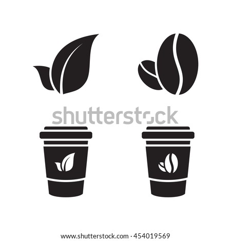 Four Coffee and tea black web icons set