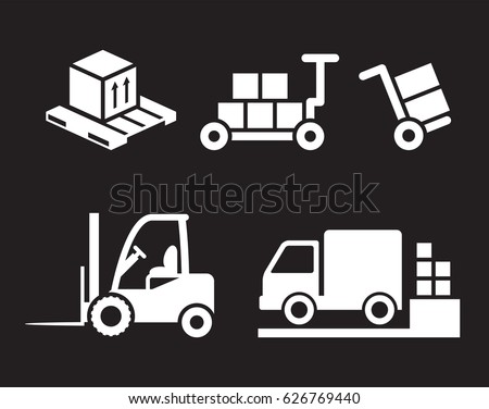 Loader icons set. White on a black background