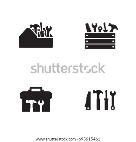 Toolbox icons set. Black on a white background