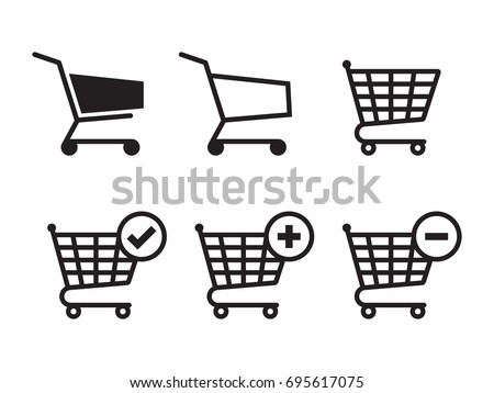 Shopping cart icons set. Black on a white background