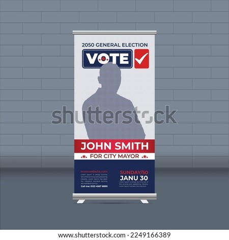 Election campaign rollup template of political election voting publicity banner design vector layout	