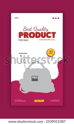 Vertical  banner for bag sale social media story template