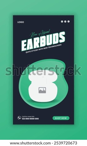 Earbud sale social media story template and black Friday and Cyber Monday exclusive offer online post banner design