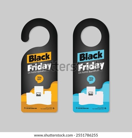 Mega Deal Black Friday Sale door hanger design and Home Appliance Sale presentation door hanger Template with two variations or Kitchen interior equipment  Mega offers door hanger design template