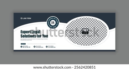 Law firm services social media banner design or law consulting Facebook cover design template and Flat Law firm advertising web banner layout, law agency online banner template