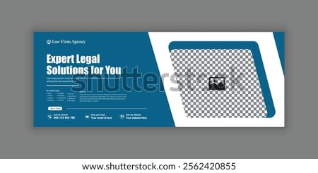 Law firm services social media banner design or law consulting Facebook cover design template and Flat Law firm advertising web banner layout, law agency online banner template