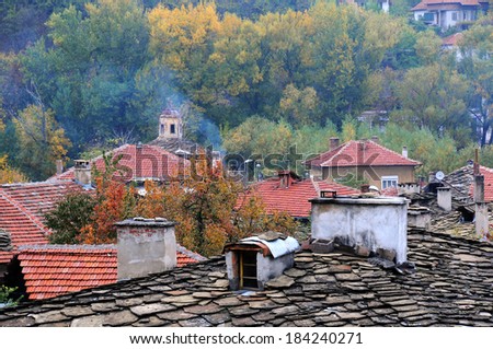 Roofs of Old Town of Lovech in Bulgaria in the fall