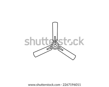 A ceiling fan icon design. black and white line art, fan vector illustration . Fan icon in outline style isolated on white background.Vector Illustration .