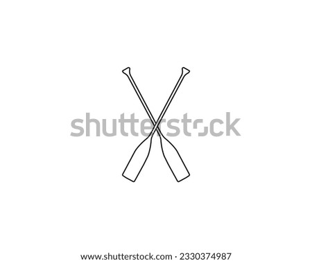 Boat oars, kayak oar outline vector. Pair of canoe paddle drawing. Rowing oars, watersports, fishing. Camping collection of elements isolated on white background. Raft Canoeing. White background.