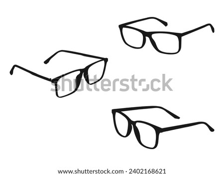 eye glasses silhouettes icon set. vector illustration of iconic silhouette glasses. vector style icon mobile concept web design. vector icon for web design isolated on white background. EPS 10.