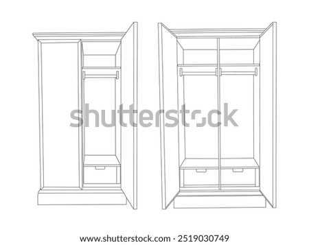 cupboard outline vector illustration. Line, glyph and filled outline colorful version, Cupboard outline and filled vector sign, Symbol, logo. Vector illustration isolated on a white background.