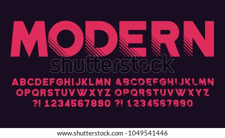 Geometric font with shadow Modern sport design Futuristic letters and numbers Vector abc