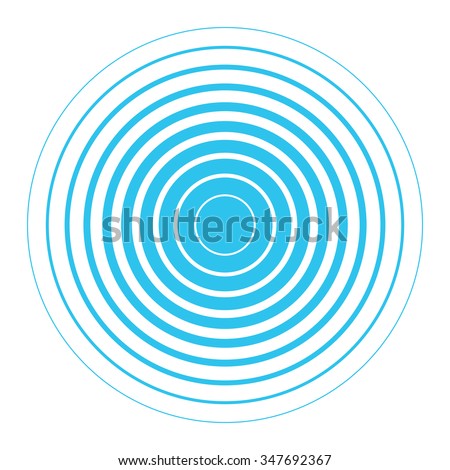 Blue and white rings. Sound wave wallpaper. Radio station signal. Circle spin vector background. Line texture. Target