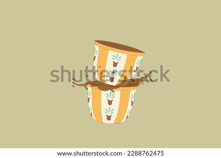 vector design of Arabian coffee cups with traditional art 