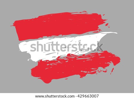 Austrian flag. Republic of Austria. Hand drawn vector image.