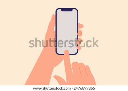 Hand holding phone. Hand holding phone in flat style