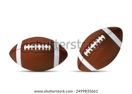 Two realistic american football ball isolated on white background