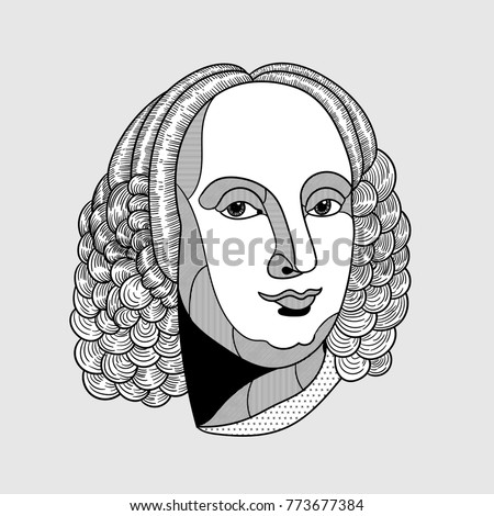 Antonio Lucio Vivaldi. Vector illustration hand drawn. 