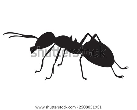 Ant silhouette vector. black ant silhouette isolated on white background. Ant icon vector illustration design.