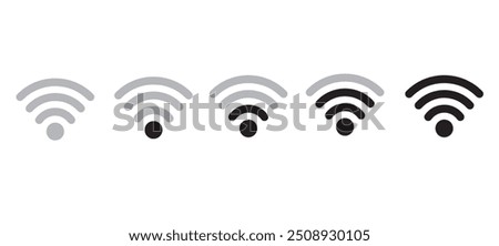 Wifi icons set. signal vector icon. Wireless icon vector. Wireless internet symbol. Wifi strength level icon set. Wifi signal strength Vector icon.