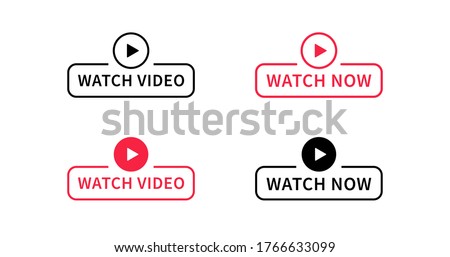 Watch Video Play Button Banner Sign Vector Design.