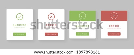 Success and Error message ui banner vector design. Yes and not interface elements. Check mark and crest icons. Approved and Rejected UX web elements.