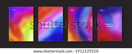 Set of watercolor colorful backgrounds. Modern abstract color backdrops. Bright hippie posters collection. Psychedelic art.