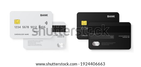 Set of Credit Cards vector mockups isolated on white background. 