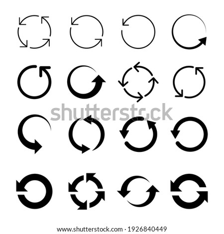 Collection Of Recycle Circle Icons. Set of Refresh Signs. Vector Arrows.