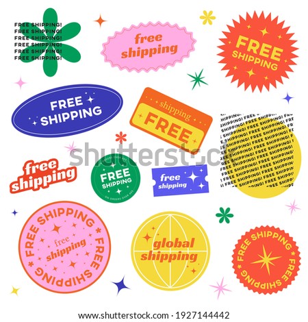 Set of Free Shipping vector Icon Signs. Free Delivery Circle Banner.