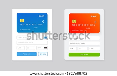 Web Site or Phone app page with payment details ui design. UI, UX template for mobile application vector design. Online purchuse with credit card.
