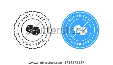 Sugar Free Vector Icon Circle Sign. Diabetic diet badge.