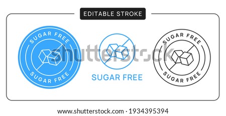 Sugar Free Linear Icon Sign, Editable Stroke.