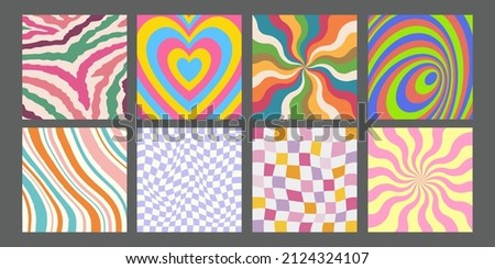 Set of Funky Abstract Backgrounds Vector Design. Cool Groovy Colorful Patterns. Y2K Aesthetic.