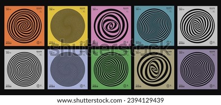 Set Of Abstract Optical Illusion Circle Shapes Vector Design. 