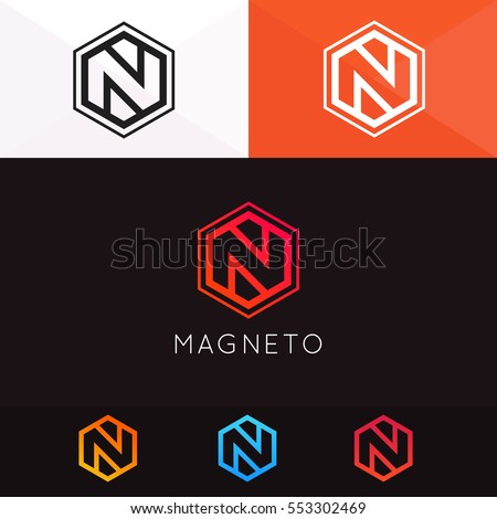 Abstract N letter emblem icon sign company logotype vector design