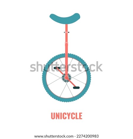 Circus unicycle symbol. One wheel bike icon. Monowheel transport. Cycling sport gear equipment sign. Vector illustration.