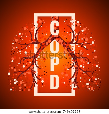 COPD awareness frame poster with lungs filled with air bubbles on red background.  Chronic obstructive pulmonary disease symbol. Medical template for clinics and centers. Vector illustration.
