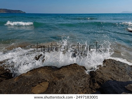 Similar – Image, Stock Photo Seascape with rocky shore during sunset