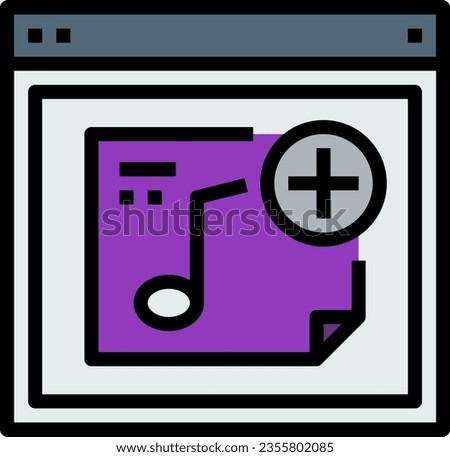 Music Playlist Add Browser Window Vector Icon