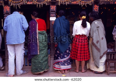 Shoppers at a shop in Kathmandu