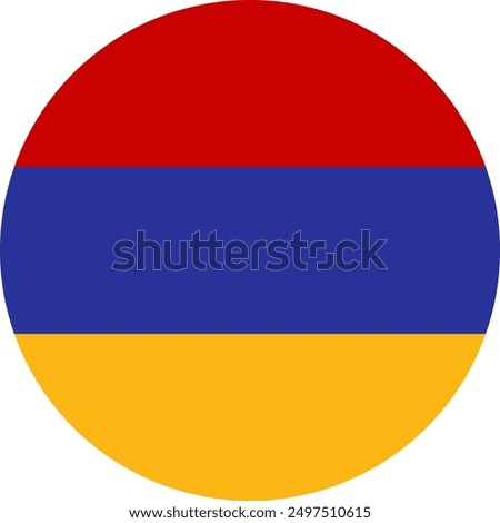 The flag of Armenia. Flag icon. Standard color. Round flag. Computer illustration. Digital illustration. Vector illustration.