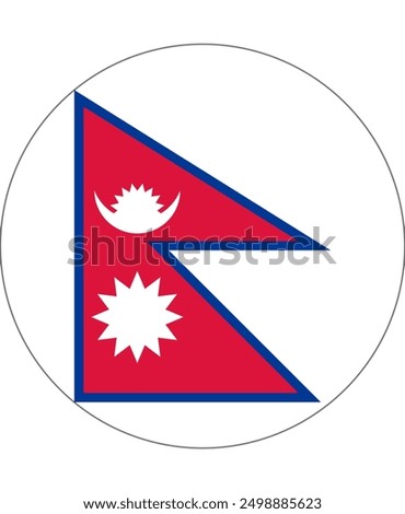 The flag of Nepal. Flag icon. Standard color. Round flag. Computer illustration. Digital illustration. Vector illustration.