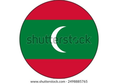 The flag of Maldives. Flag icon. Standard color. Round flag. Computer illustration. Digital illustration. Vector illustration.