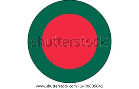 The flag of Bangladesh. Flag icon. Standard color. Round flag. Computer illustration. Digital illustration. Vector illustration.