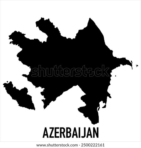 Azerbaijan Blank Vector Map on White Background. High-Detailed Black Silhouette Map of Azerbaijan.