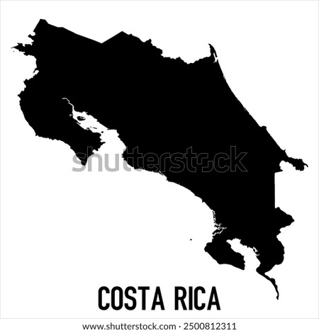 Costa Rica Map - black World Map International vector template with High detailed isolated on white background - Vector