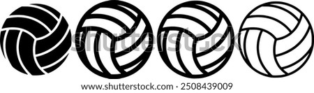 Volleyball ball icon. Vector illustration. Set of isolated volleyball ball icons. Black volleyball ball symbol