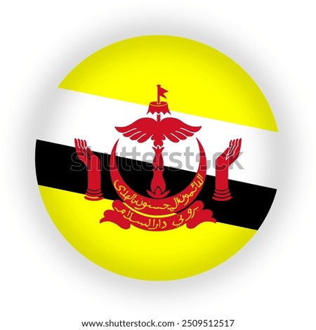 Brunei Darussalam Round flag vector icon isolated, Brunei Darussalam flag button