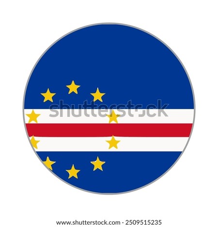 Cabo verde Round flag vector icon isolated, Cabo verde flag button